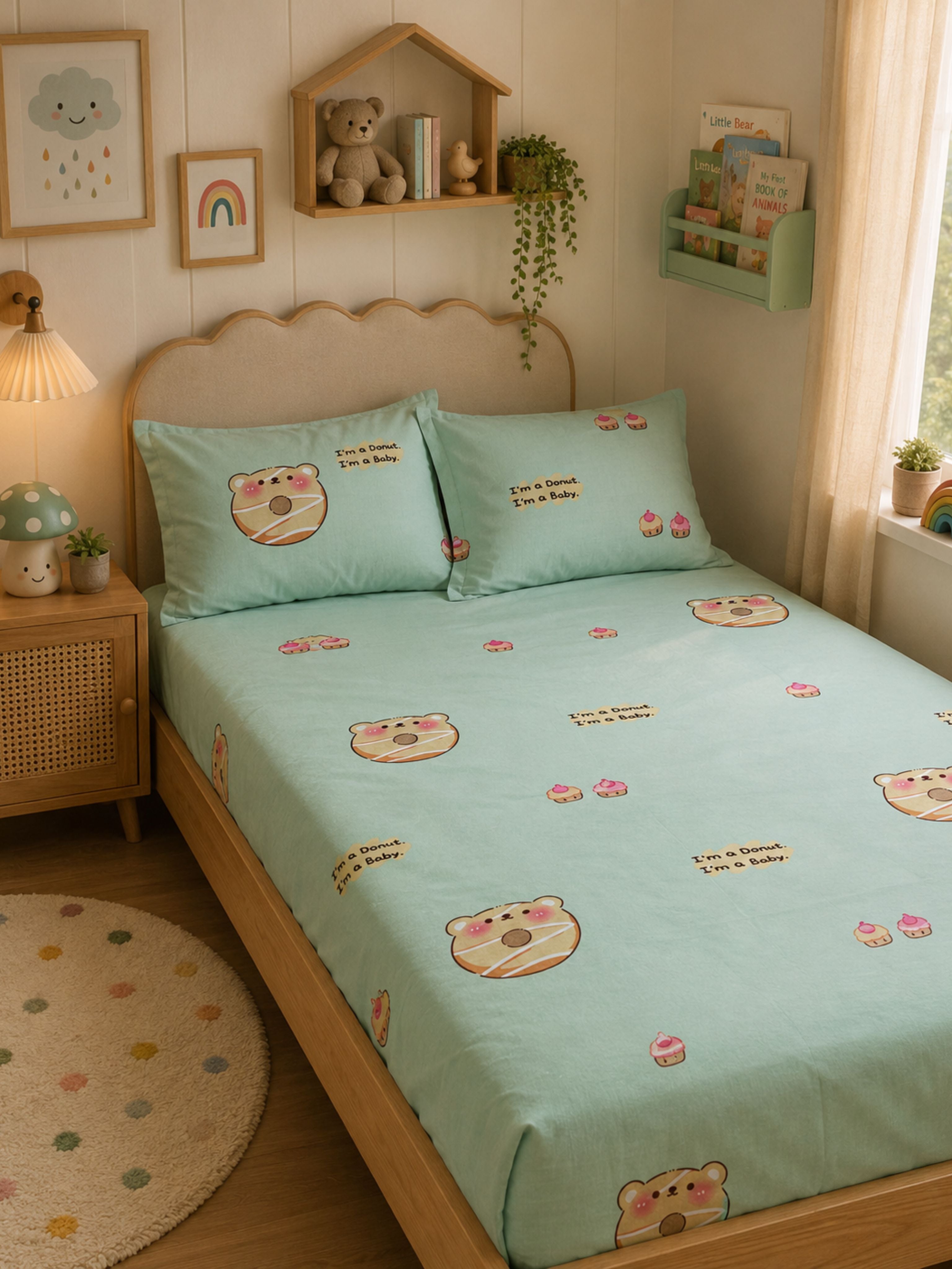 Donut Mint Sweet – Kids Candy Dream Bed Sheet 180 TC