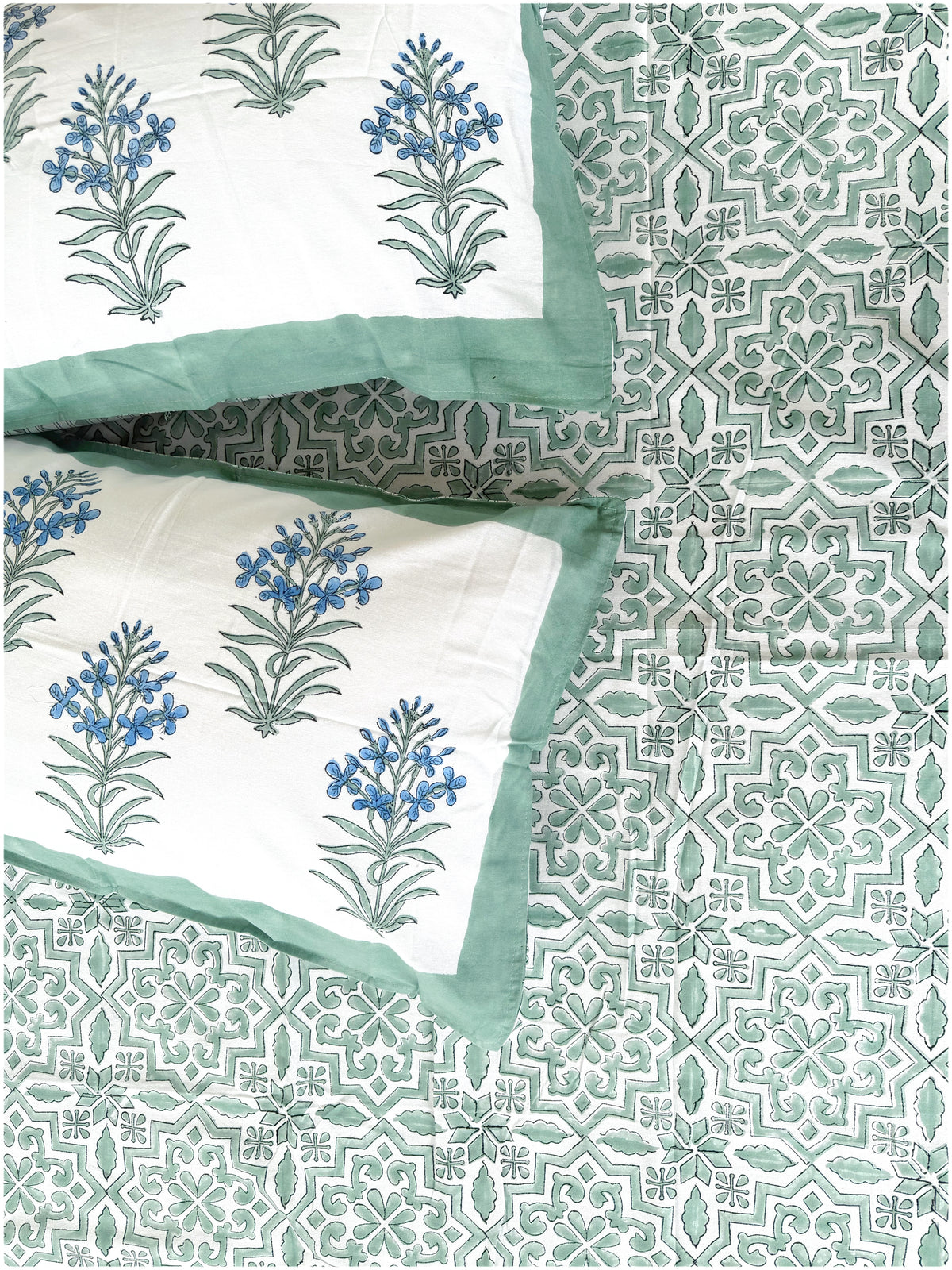 Sage OG Handblock Super King Bedsheet