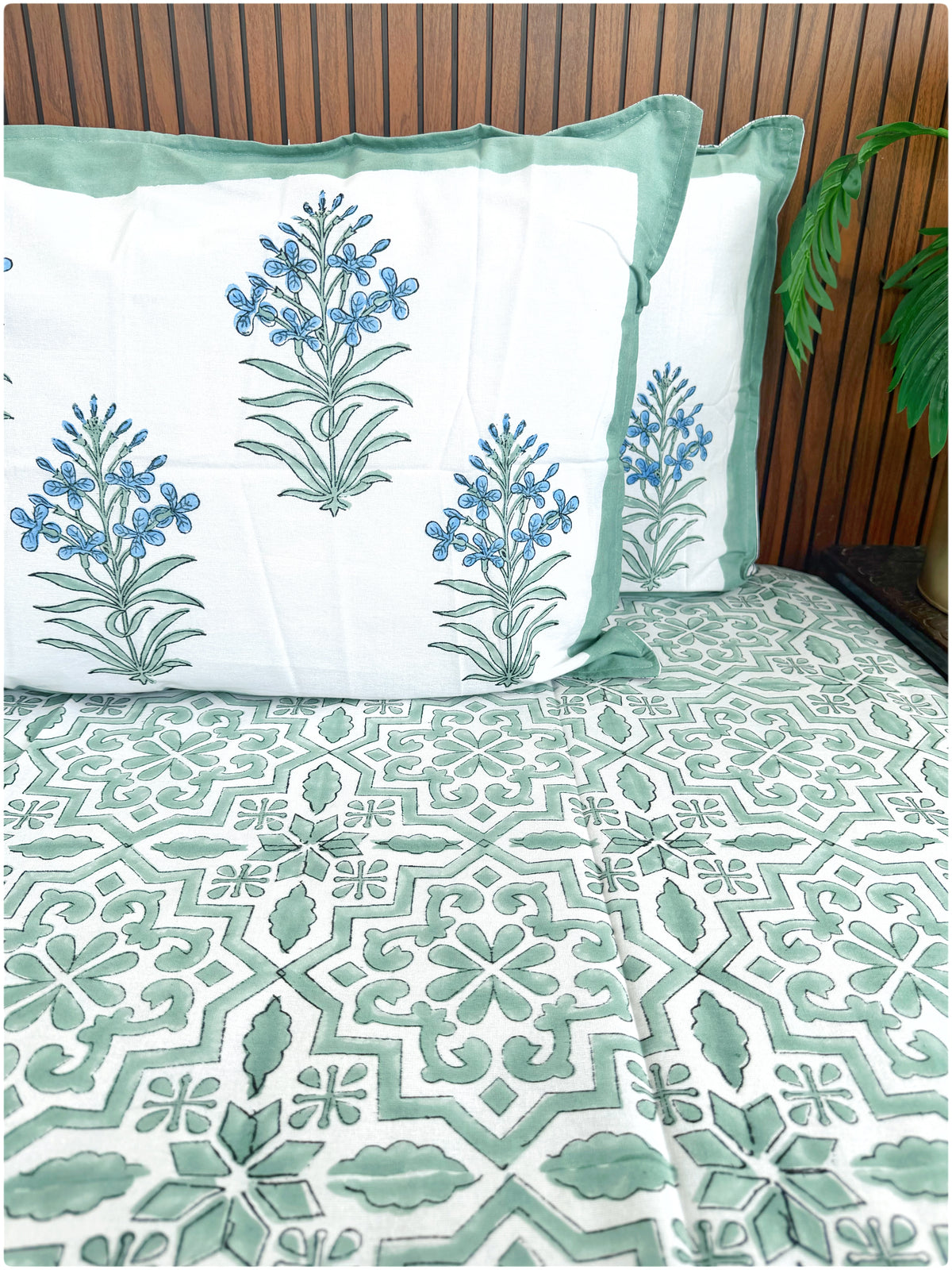 Sage OG Handblock Super King Bedsheet