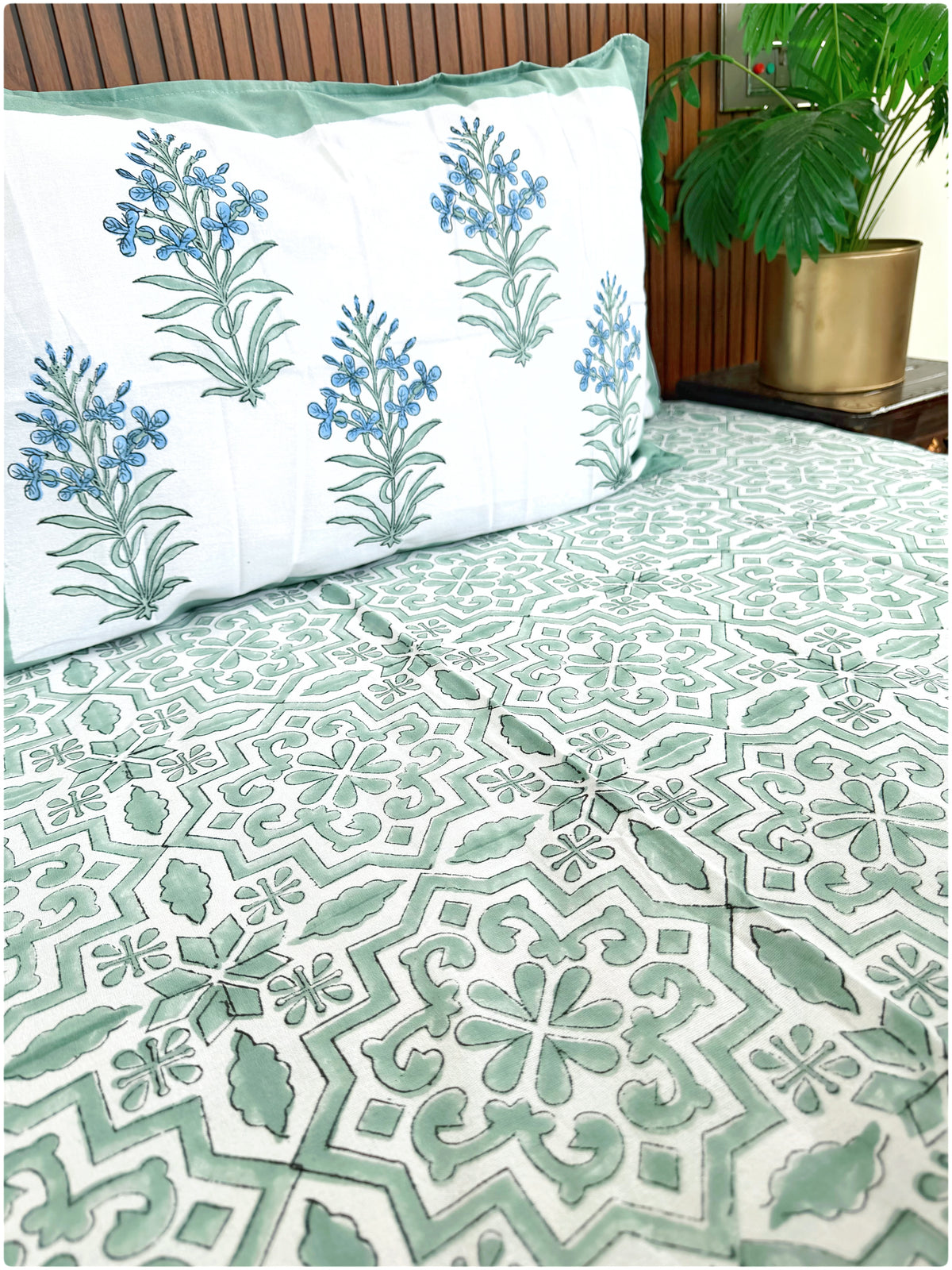 Sage OG Handblock Super King Bedsheet