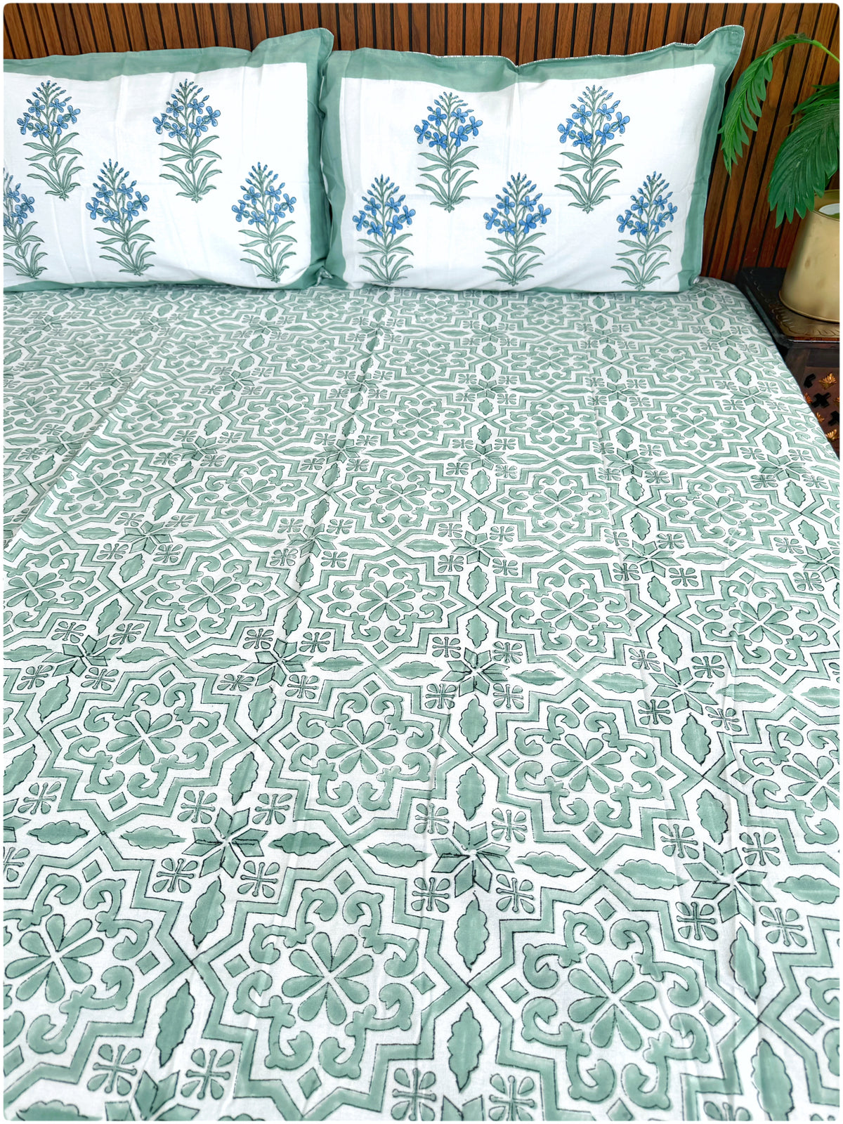 Sage OG Handblock Super King Bedsheet