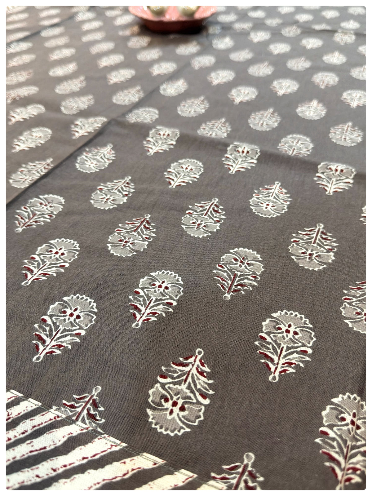 Ajrakh Grey Table Cover – 4 Seater (40 x 60 inches)
