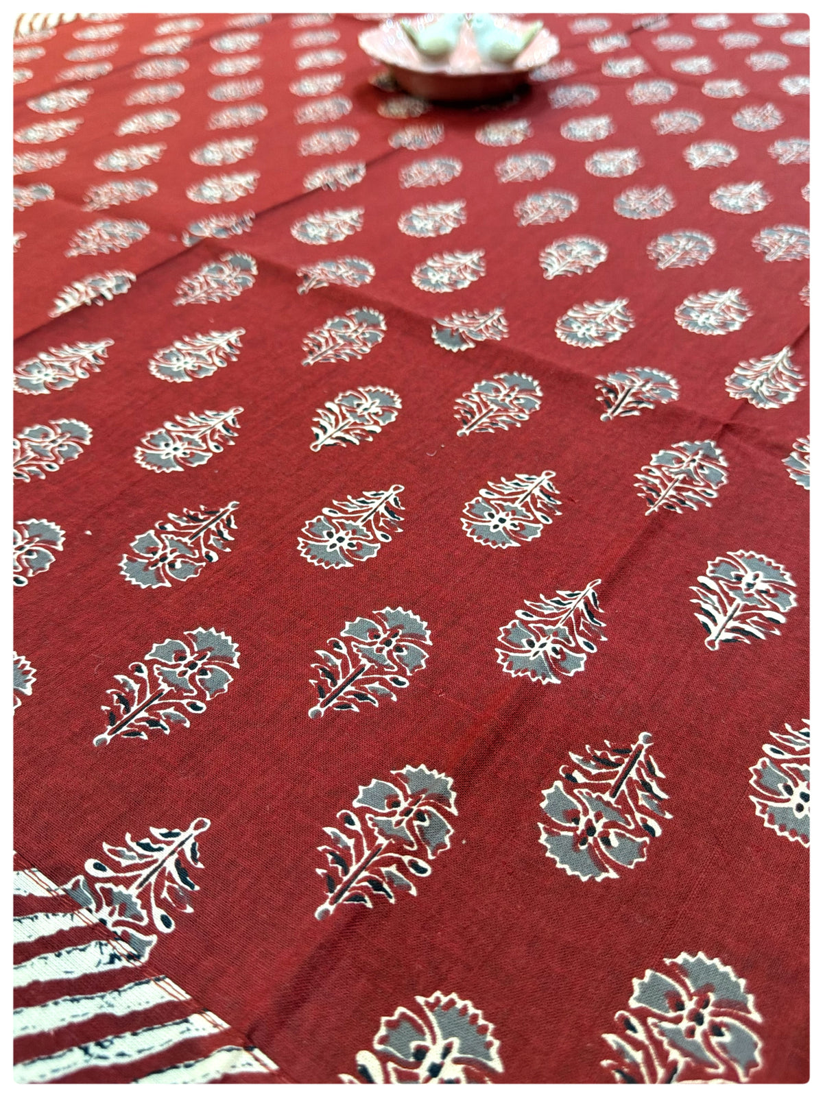 Ajrakh Deep Red Table Cover – 4 Seater (40 x 60 inches)