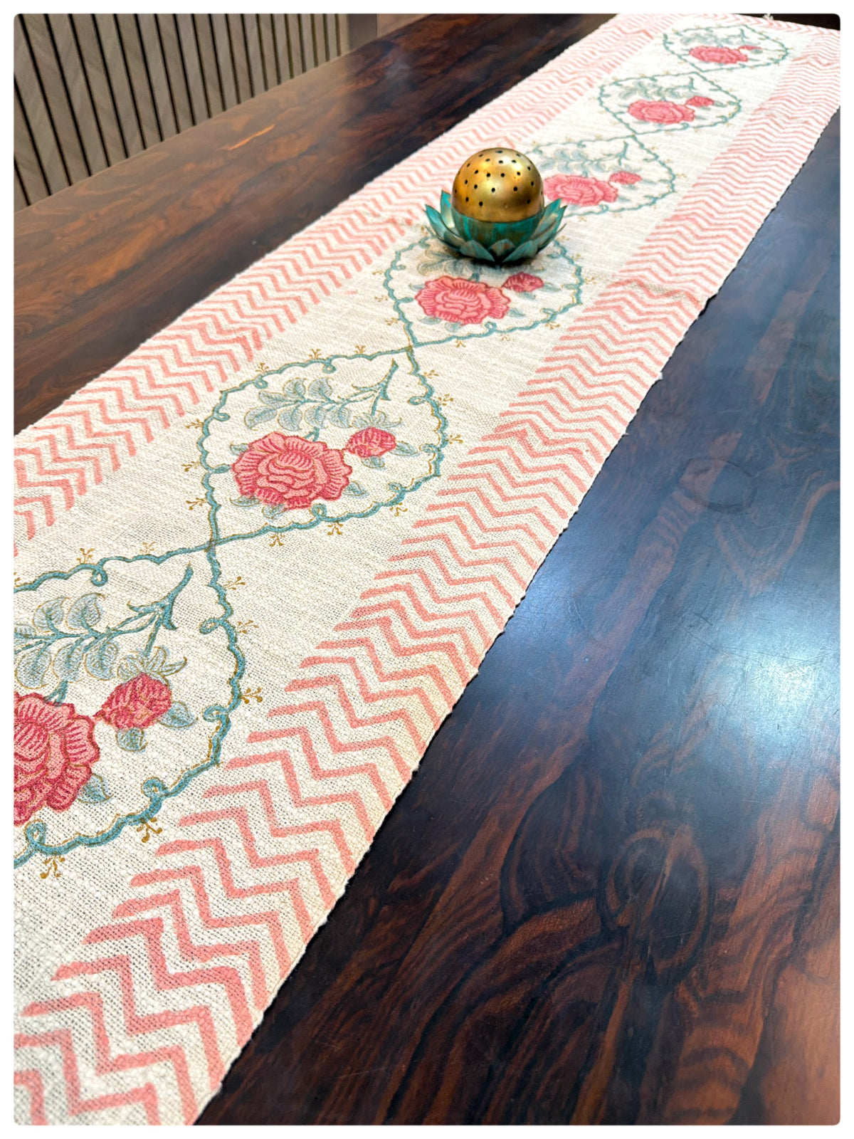 Jute Pink Roses Table Runner – (13 x 72 Inches)