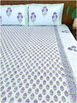 White & Purple OG Handblock Super King Bedsheet