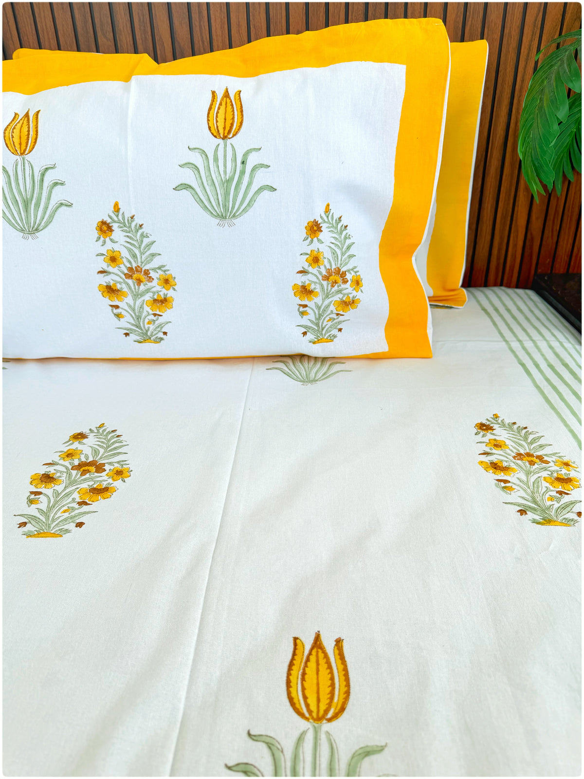 Marigold Muse Handblock Queen Bedsheet