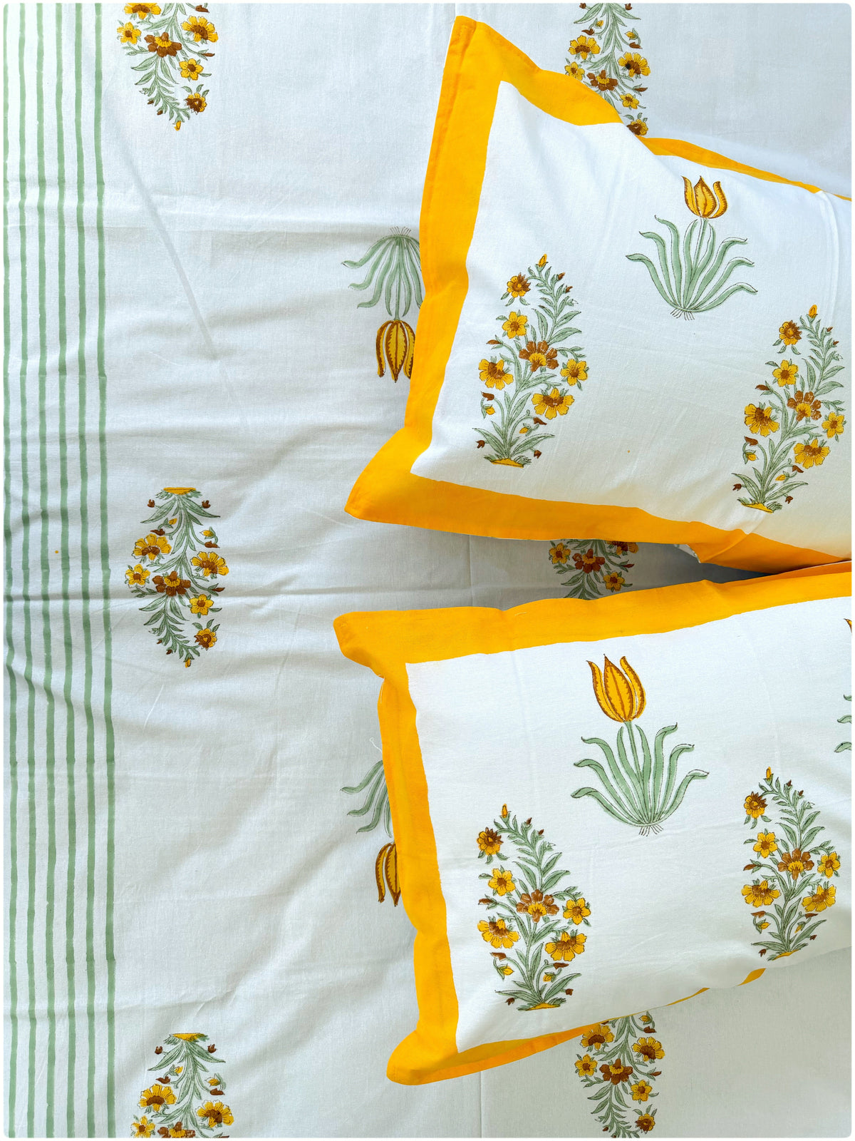 Marigold Muse Handblock Queen Bedsheet