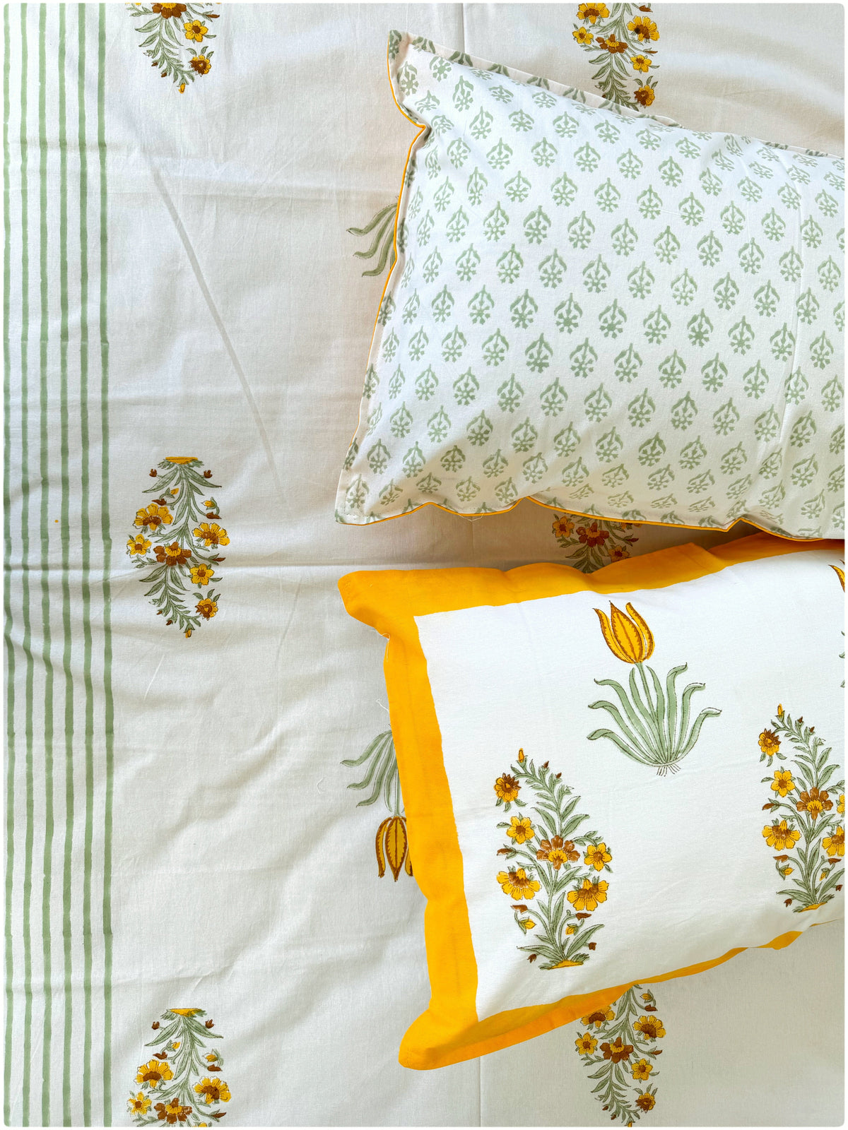 Marigold Muse Handblock Queen Bedsheet