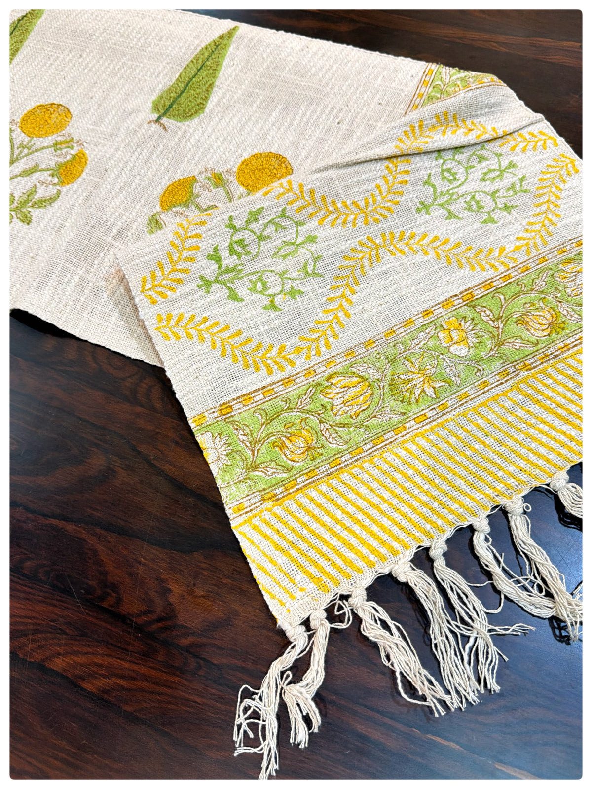 Jute Yellow & Green Table Runner – (13 x 72 Inches)