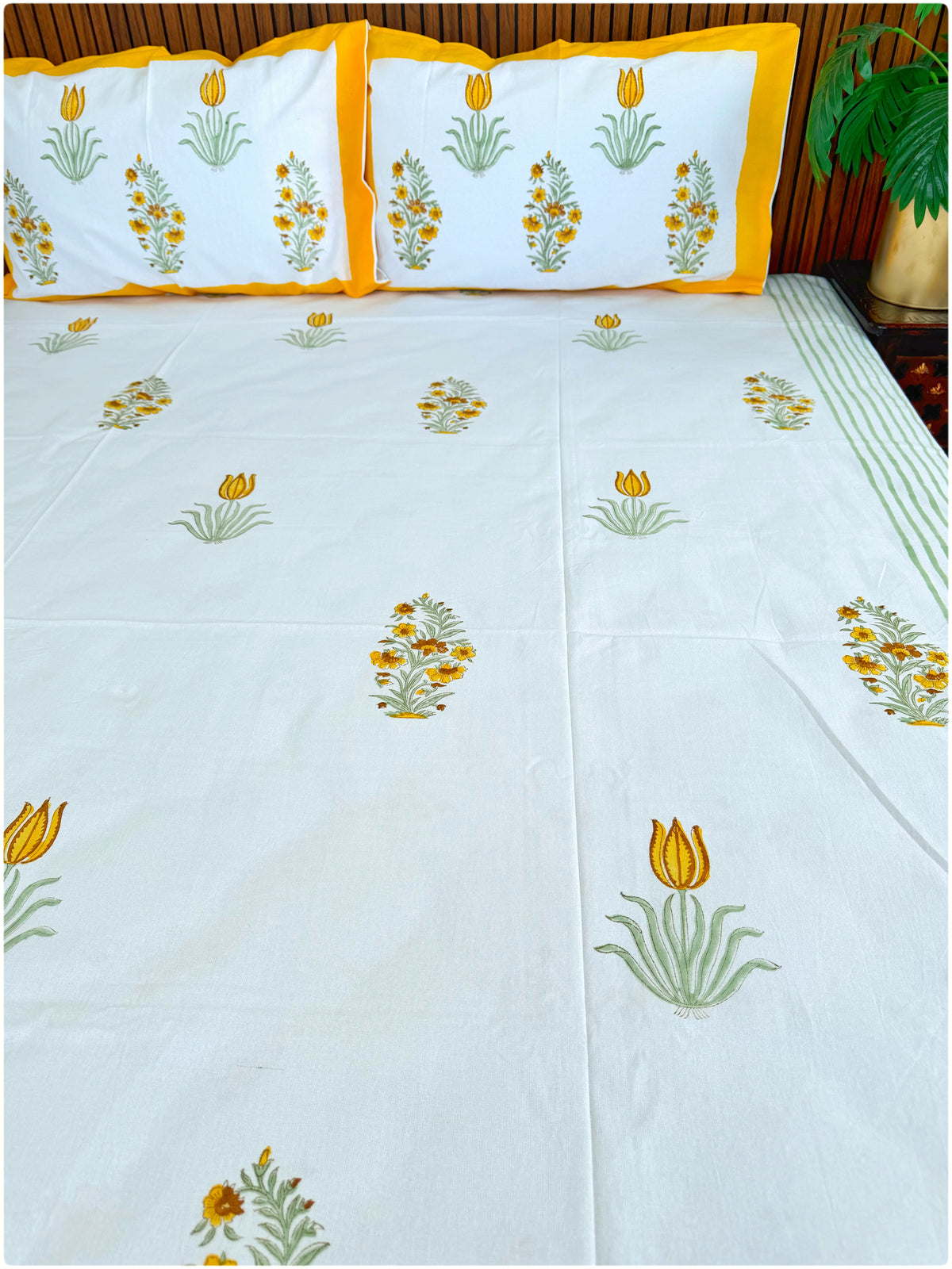 Marigold Muse Handblock Queen Bedsheet